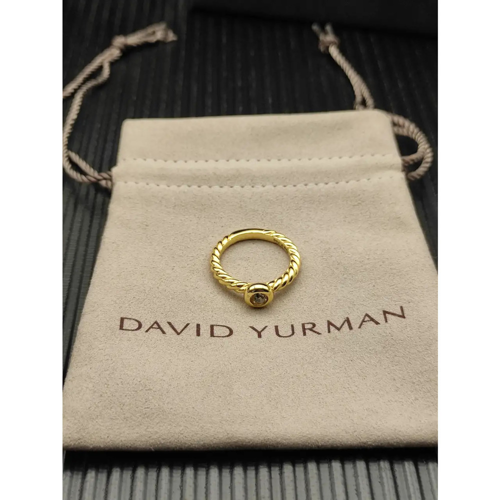 David Yurman Gold Petite Cable White Diamond Ring